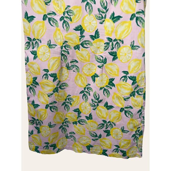 Cynthia Rowley Pink Yellow Lemon Fruit Print Sleeveless Shift Mini Dress Size 4 - Picture 6 of 9